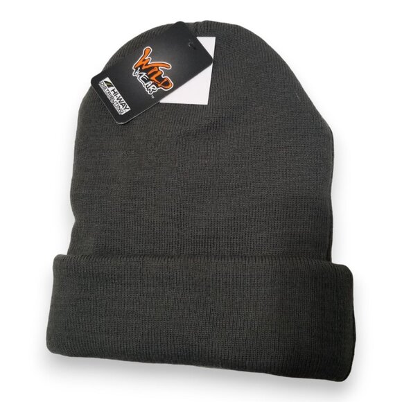 WILD‎ WEAR Unisex Cuffed Skull Knit Winter Hat Cap In Gray - Picture 1 of 6